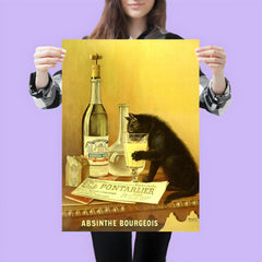 Absinthe Bourgeois - vintage absinthe cat advert poster 3