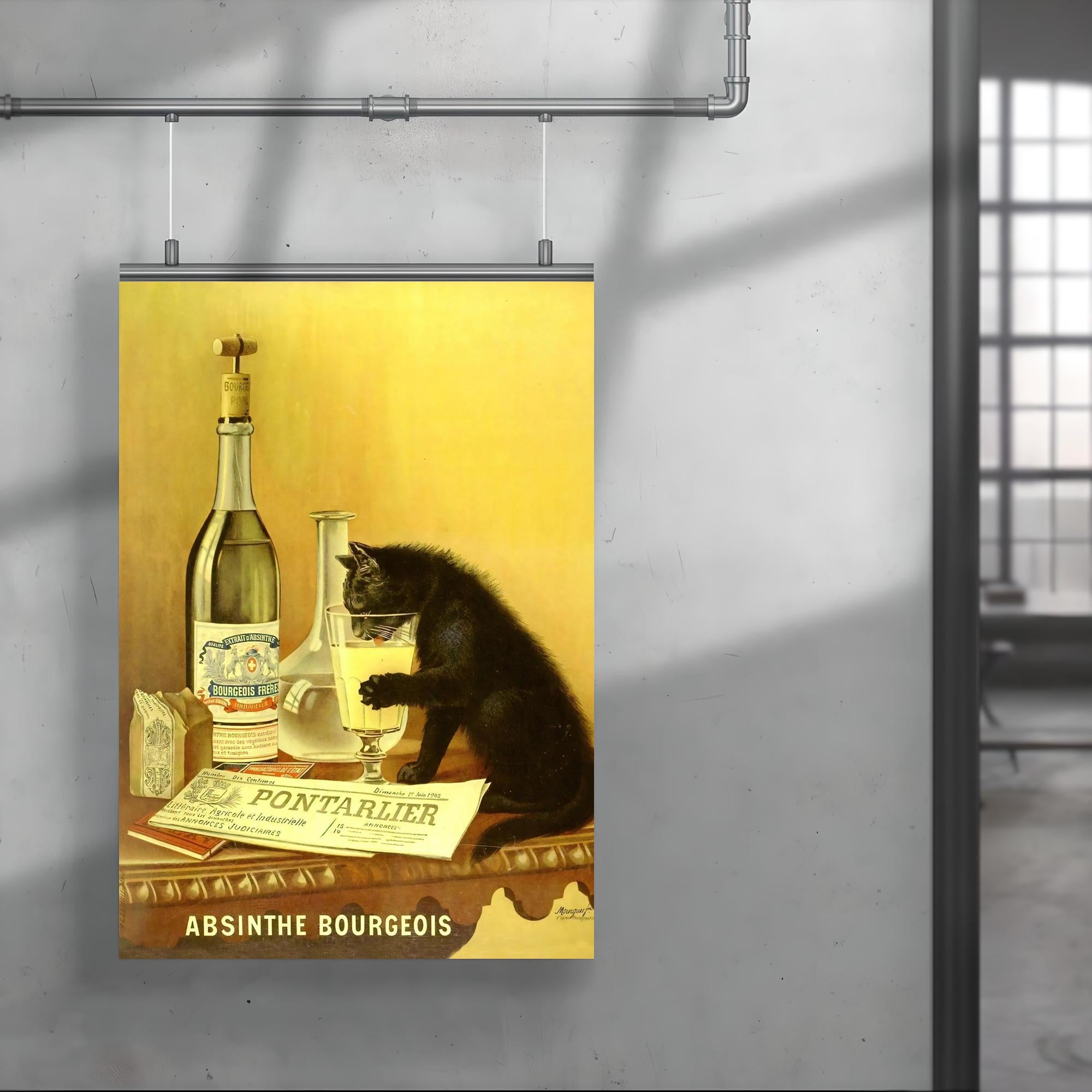 Absinthe Bourgeois - vintage absinthe cat advert poster 4