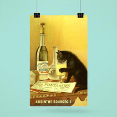 Absinthe Bourgeois - vintage absinthe cat advert poster 6