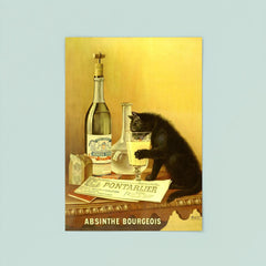 Absinthe Bourgeois - vintage absinthe cat advert poster 8