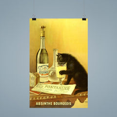 Absinthe Bourgeois - vintage absinthe cat advert poster 9