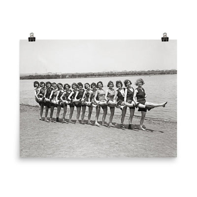 Bathing beauties on a beach along the Potomac River, flappers, Washington, DC 1923 poster on a plain backdrop in size 8