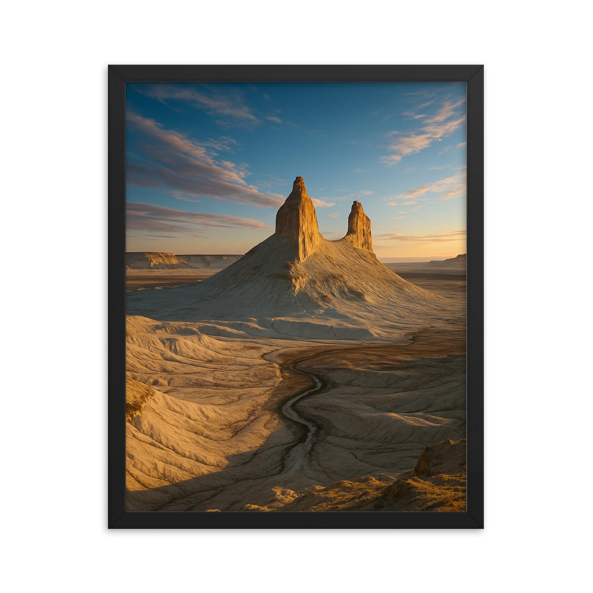 Boszhira Valley Ustyurt Plateau Kazakhstan framed print on a plain backdrop in size 16"x20".