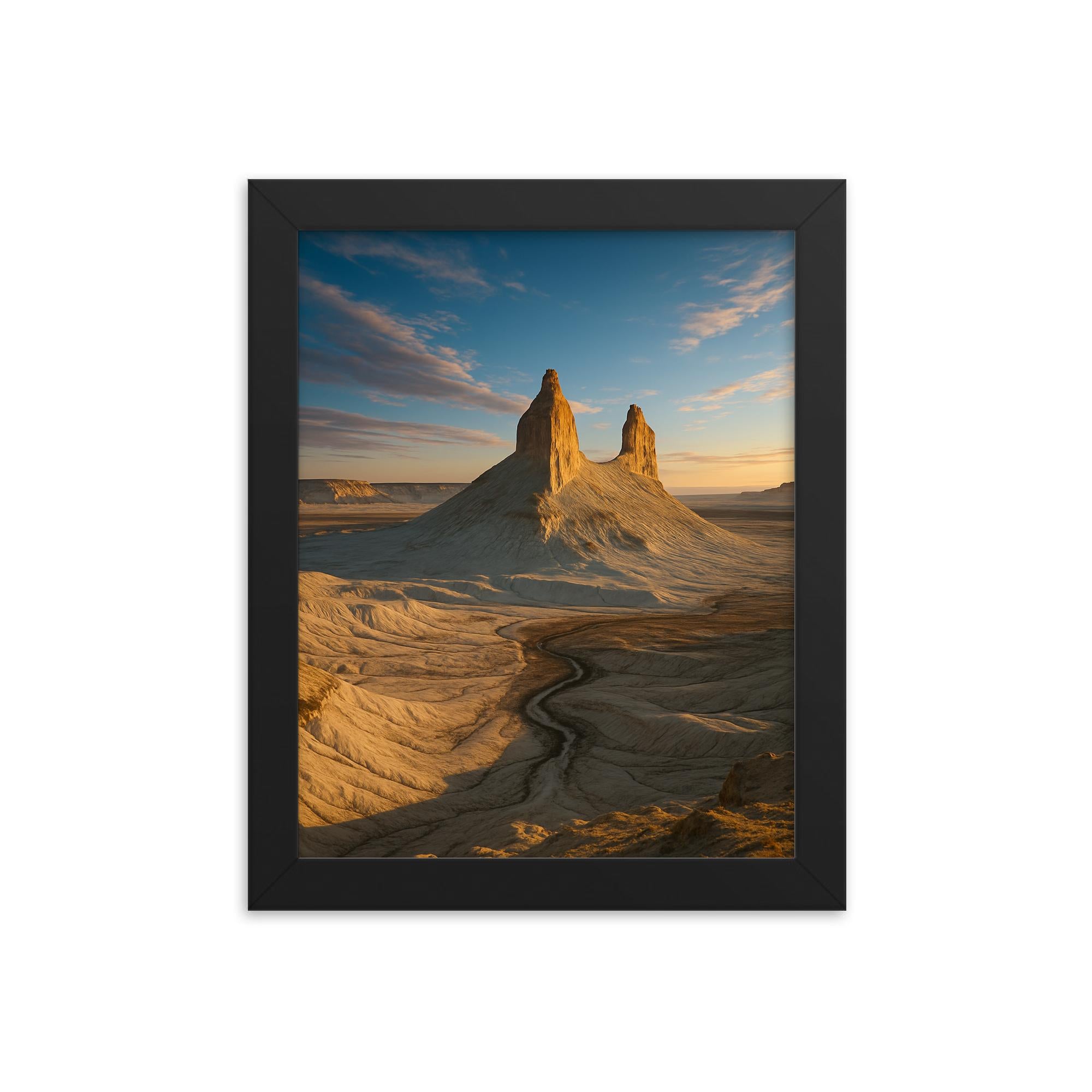 Boszhira Valley Ustyurt Plateau Kazakhstan framed print on a plain backdrop in size 8"x10".