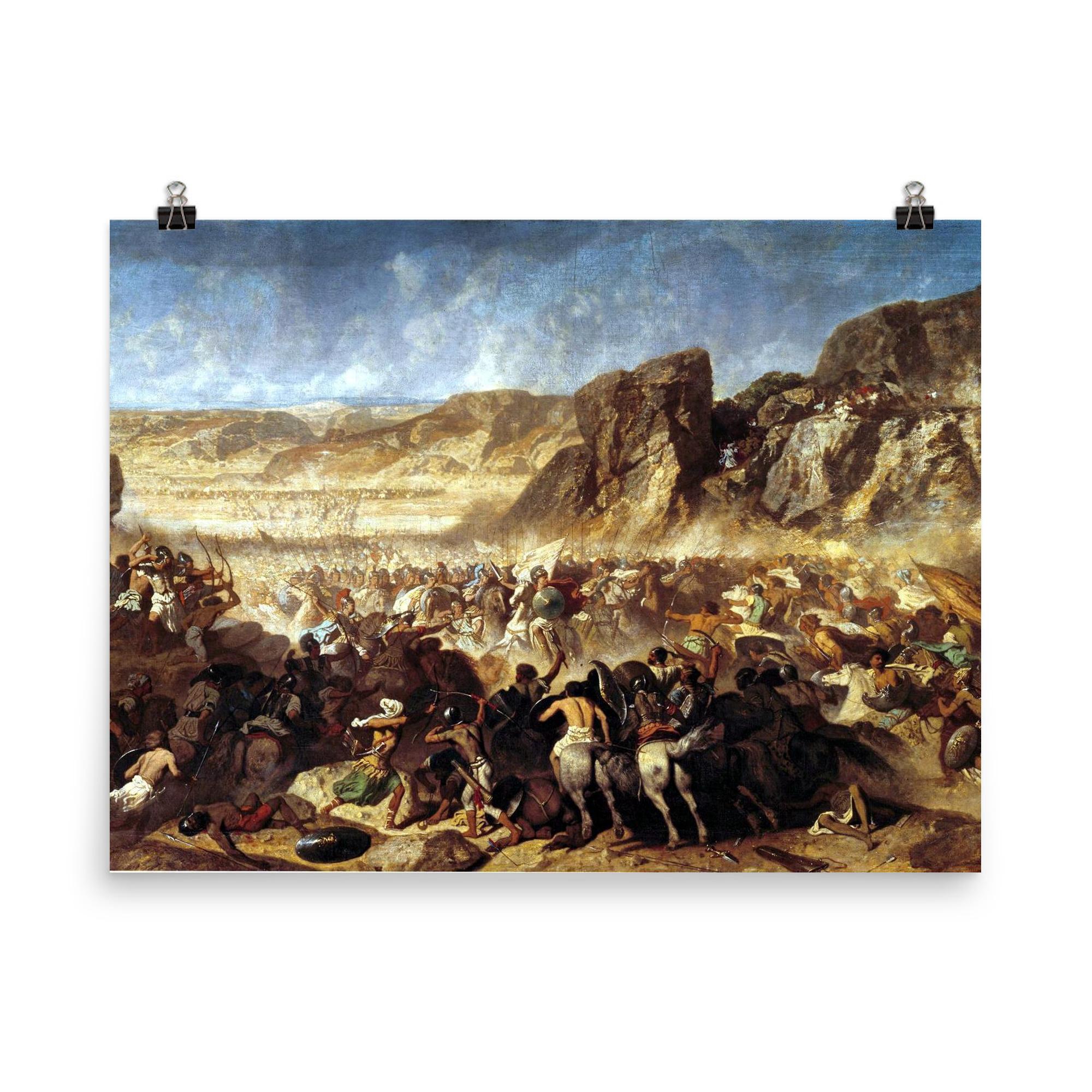 Retreat of the Ten Thousand at the Battle of Cunaxa by Jean-Adrien Guignet, c. 1843 poster on a plain backdrop in size 8"x10".