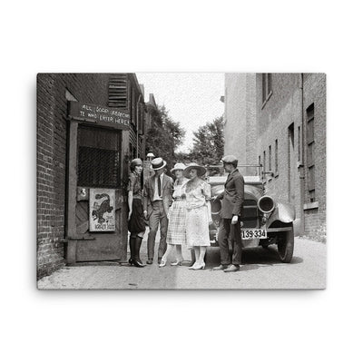 The Krazy Kat, a speakeasy during the era of alcohol prohibition - flappers, Washington, DC 1921 canvas print on a plain backdrop in size 18