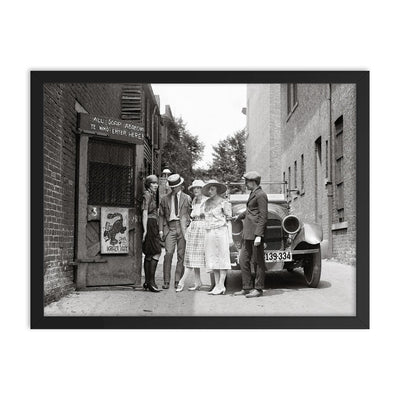 The Krazy Kat, a speakeasy during the era of alcohol prohibition - flappers, Washington, DC 1921 framed print on a plain backdrop in size 18