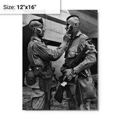 101st Airborne Mohawk Haircut Paratroopers (Filthy Thirteen) metal print on a plain backdrop in size 12"x16".