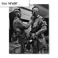 101st Airborne Mohawk Haircut Paratroopers (Filthy Thirteen) metal print on a plain backdrop in size 16"x20".