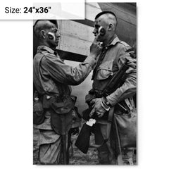 101st Airborne Mohawk Haircut Paratroopers (Filthy Thirteen) metal print on a plain backdrop in size 24"x36".