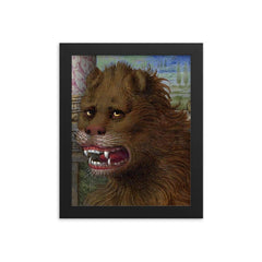 16th-century painting of Lion from Grandes Heures Anne de Bretagne Saint Marc framed print on a plain backdrop in size 8"x10".
