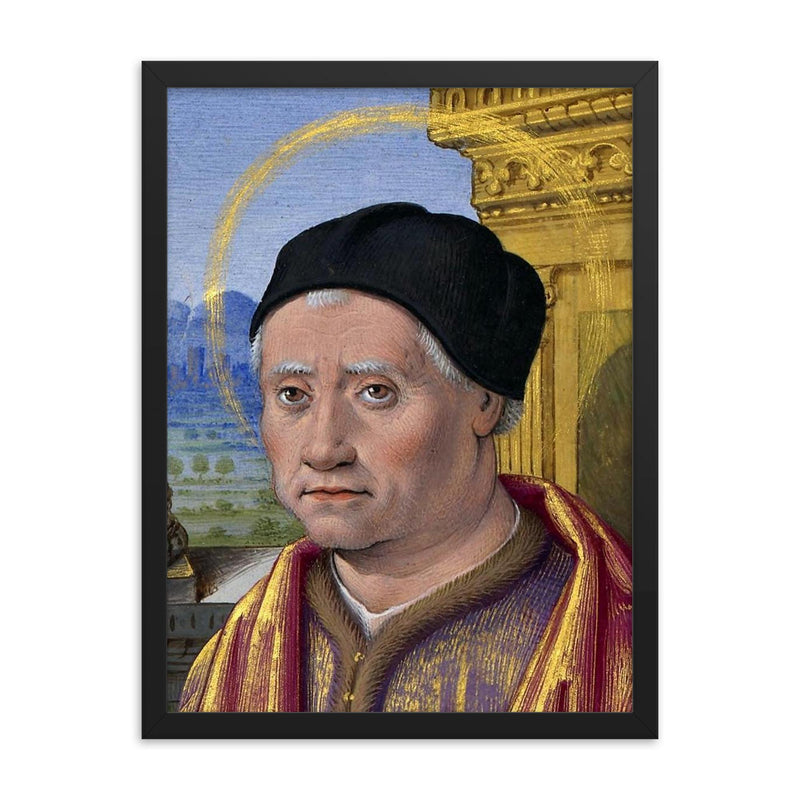 16th-century painting of Saint Mark from Grandes Heures Anne de Bretagne Saint Marc framed print on a plain backdrop in size 18