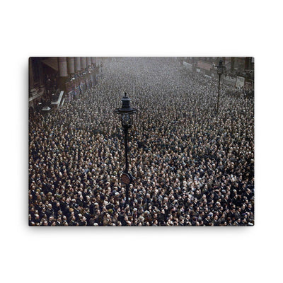 1919 London Crowd Observing First Two Minute Silence for Great War canvas print on a plain backdrop in size 18