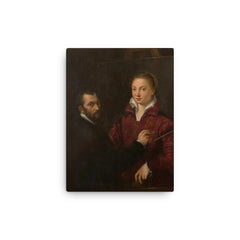 'Bernardino Campi Painting Sofonisba Anguissola' by Sofonisba Anguissola, 1559 canvas print on a plain backdrop in size 12"x16".