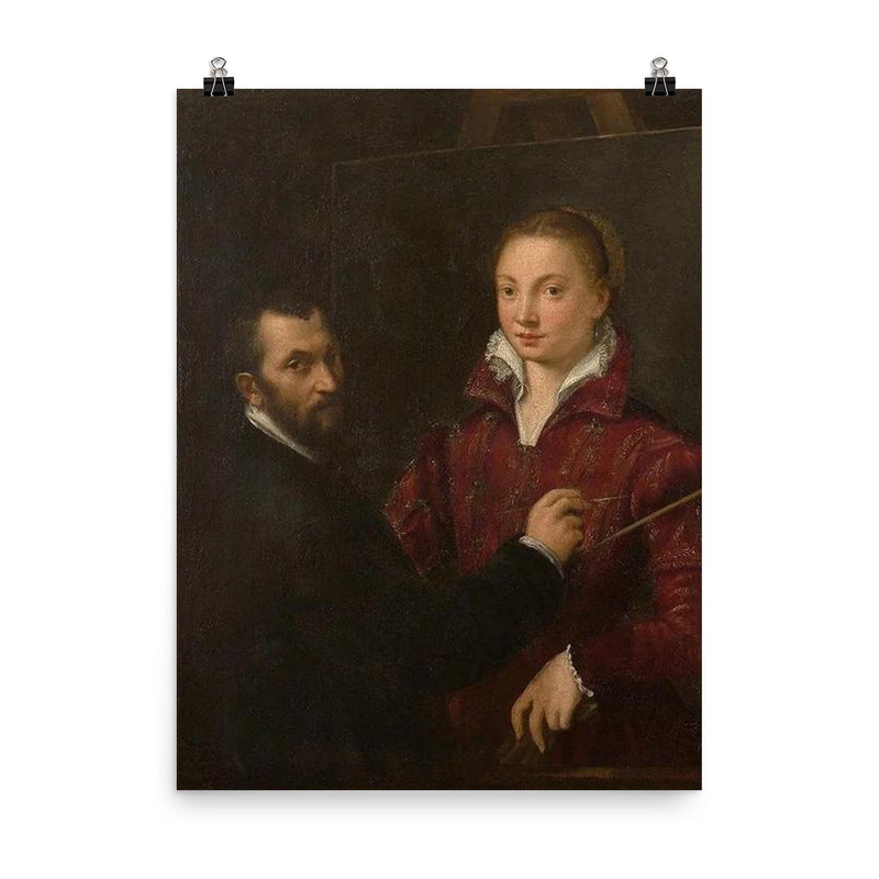 'Bernardino Campi Painting Sofonisba Anguissola' by Sofonisba Anguissola, 1559 poster on a plain backdrop in size 8