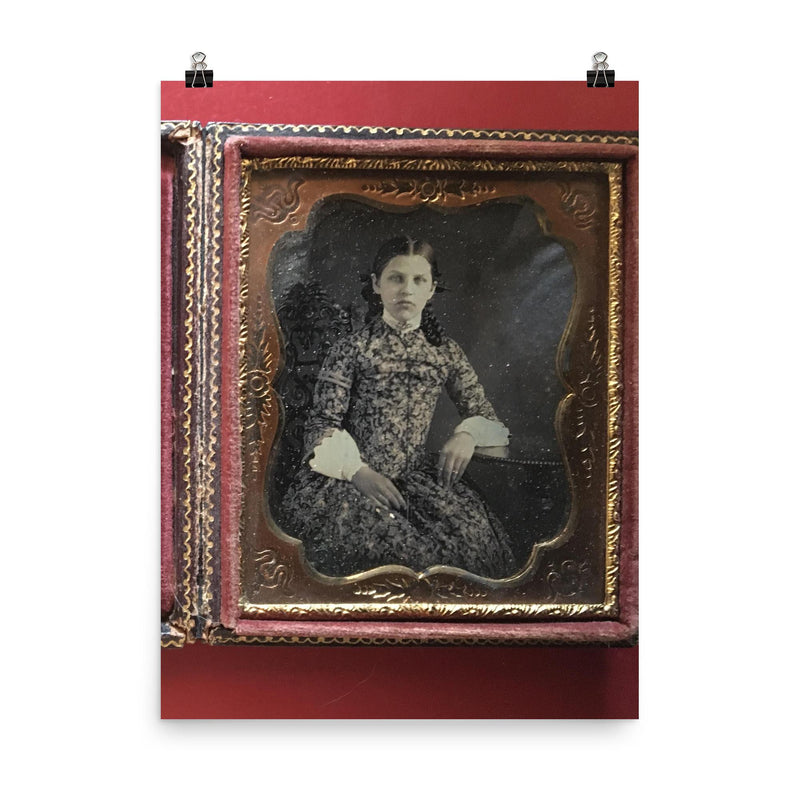 6th Plate Daguerreotype in Full Case with Fabulous Dress poster on a plain backdrop in size 8