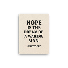 “Hope is the dream of a waking man ” Aristotle canvas print on a plain backdrop in size 12"x16".