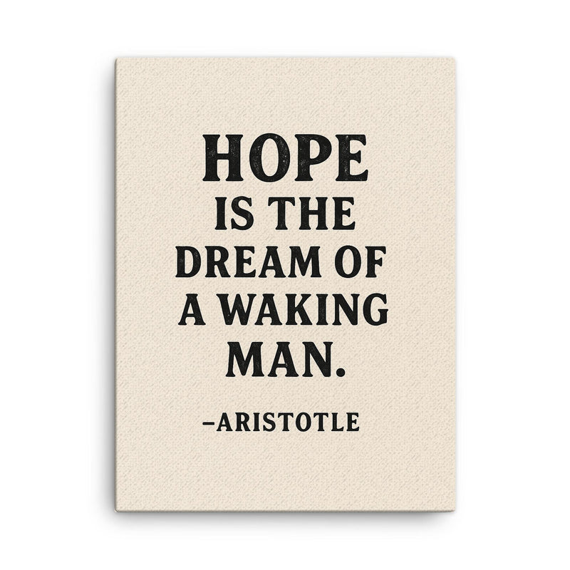 “Hope is the dream of a waking man ” Aristotle canvas print on a plain backdrop in size 18