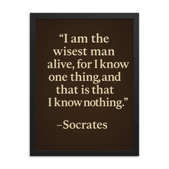 “I am the wisest man alive for I know one thing and that is that I know nothing ” Socrates framed print on a plain backdrop in size 18"x24".