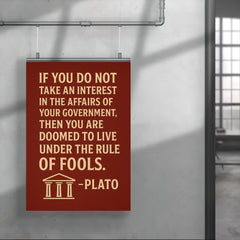 “If you do not take an interest in the affairs of your government then you are doomed to live under the rule of fools ” Plato poster 4