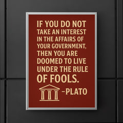 “If you do not take an interest in the affairs of your government then you are doomed to live under the rule of fools ” Plato poster 5