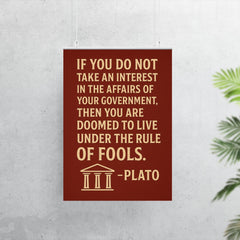 “If you do not take an interest in the affairs of your government then you are doomed to live under the rule of fools ” Plato poster 7