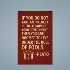 “If you do not take an interest in the affairs of your government then you are doomed to live under the rule of fools ” Plato poster 9