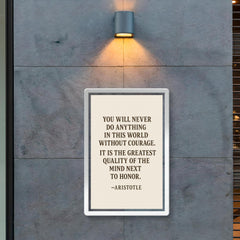 “You will never do anything in this world without courage It is the greatest quality of the mind next to honor ” Aristotle poster 2
