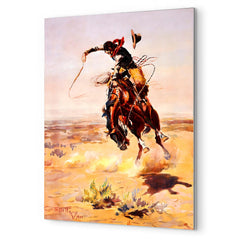 A Bad Hoss by Charles Marion Russell metal print mockup