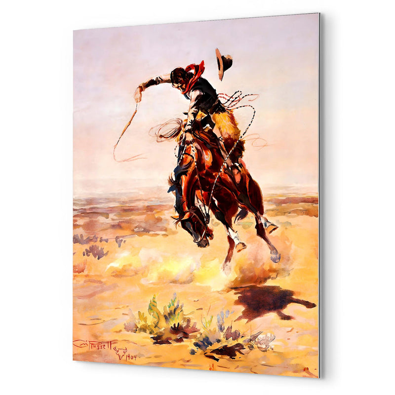 A Bad Hoss by Charles Marion Russell metal print mockup