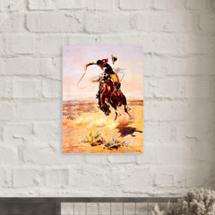 A Bad Hoss by Charles Marion Russell metal print mockup