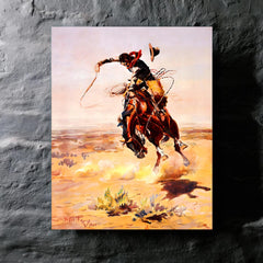 A Bad Hoss by Charles Marion Russell metal print mockup