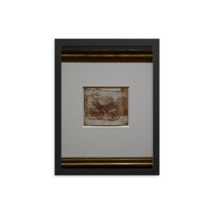 A Barouche Parked in the North Courtyard of Lacock Abbey by William Henry Fox Talbot, April 1844 framed print on a plain backdrop in size 12"x16".