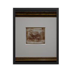 A Barouche Parked in the North Courtyard of Lacock Abbey by William Henry Fox Talbot, April 1844 framed print on a plain backdrop in size 16"x20".