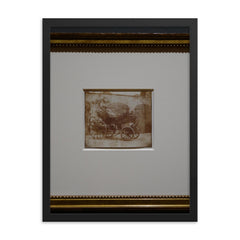 A Barouche Parked in the North Courtyard of Lacock Abbey by William Henry Fox Talbot, April 1844 framed print on a plain backdrop in size 18"x24".