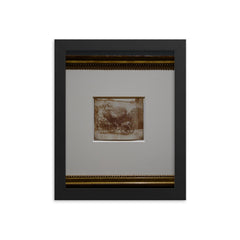 A Barouche Parked in the North Courtyard of Lacock Abbey by William Henry Fox Talbot, April 1844 framed print on a plain backdrop in size 8"x10".