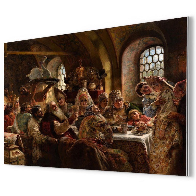 A Boyar Wedding Feast by Konstantin Makovsky metal print mockup