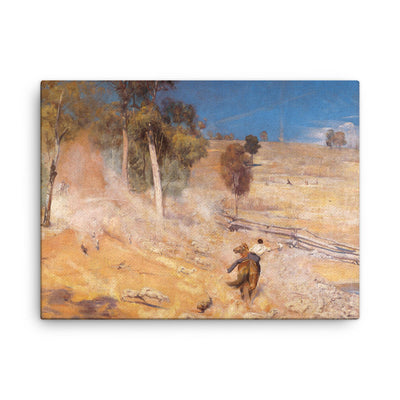 A Break Away by Tom Roberts, 1891 canvas print on a plain backdrop in size 18