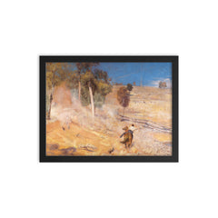 A Break Away by Tom Roberts, 1891 framed print on a plain backdrop in size 12"x16".