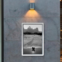 A Broken German Stahlhelm in a Puddle with Reichstag Ruins, Berlin poster 2