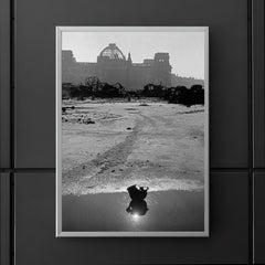 A Broken German Stahlhelm in a Puddle with Reichstag Ruins, Berlin poster 5