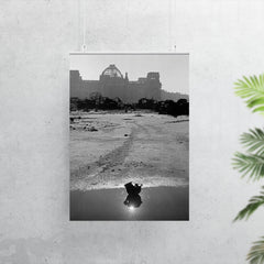 A Broken German Stahlhelm in a Puddle with Reichstag Ruins, Berlin poster 7