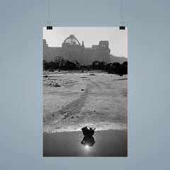 A Broken German Stahlhelm in a Puddle with Reichstag Ruins, Berlin poster 9
