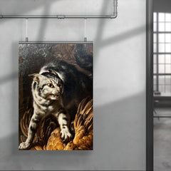 A Cat Protecting Spoils from a Dog by Dirk Valkenburg poster 4