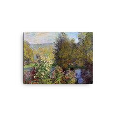 A Corner of the Garden at Montgeron by Claude Monet, 1877 canvas print on a plain backdrop in size 12"x16".