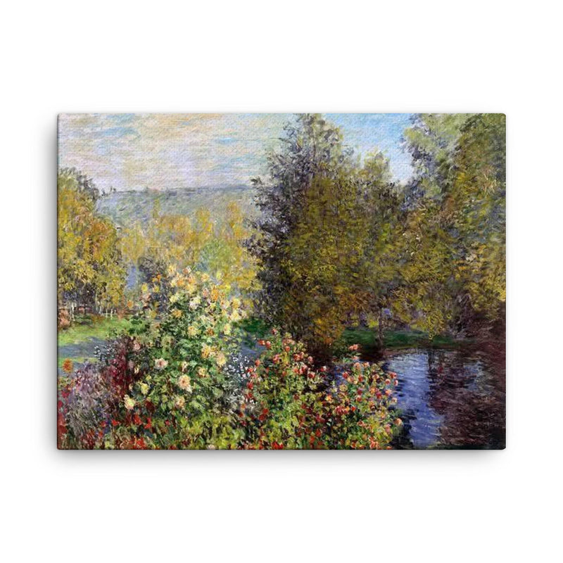 A Corner of the Garden at Montgeron by Claude Monet, 1877 canvas print on a plain backdrop in size 18
