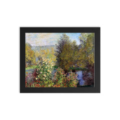 A Corner of the Garden at Montgeron by Claude Monet, 1877 framed print on a plain backdrop in size 8"x10".