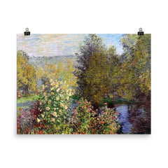 A Corner of the Garden at Montgeron by Claude Monet, 1877 poster on a plain backdrop in size 8"x10".