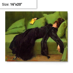 A Decadent Girl - After The Ball by Ramon Casas metal print on a plain backdrop in size 16"x20".