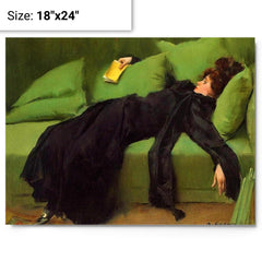 A Decadent Girl - After The Ball by Ramon Casas metal print on a plain backdrop in size 18"x24".